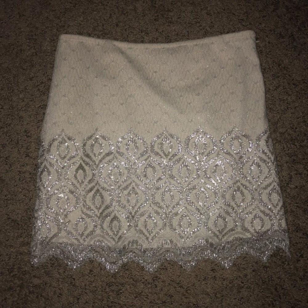 Free People Silver and White Lace Skirt